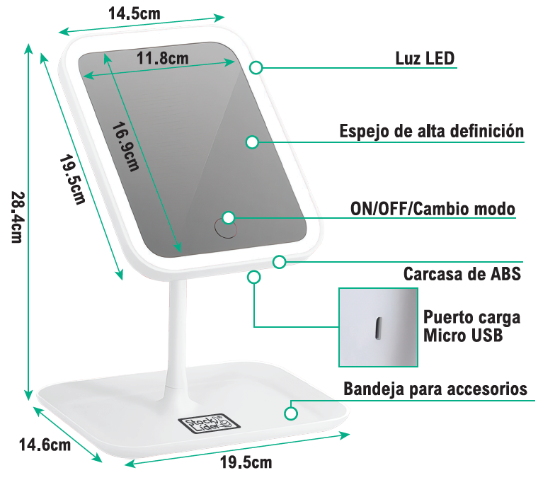 Espejo con luz LED