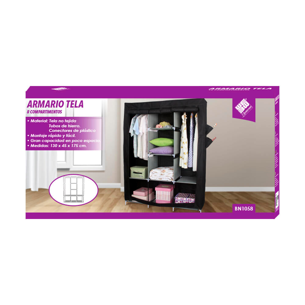 Armario de Tela, Armario Ropero con Cubierta de Tela no Tejida, 45 x 127 x 168 cm